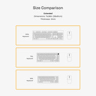 Stitched Cloth Mousepad Extended size diagram with keyboard and mouse