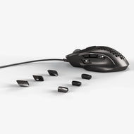 Model I Button Replacement Kit in Black, all button options shown next to Model I Wired mouse in black