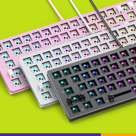 a group of keyboard with many holes