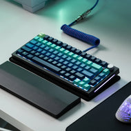 GPBT Northern Lights on a Black Slate GMMK PRO keyboard with Cobalt Coiled Cable in a clean minimal desk setup