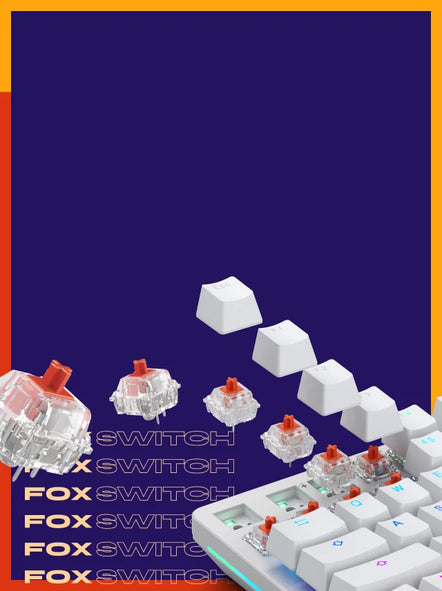 Fox Switches being added into a white keyboard