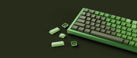 a green keyboard with keys