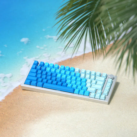 a keyboard on a beach