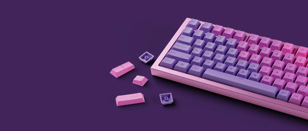 a keyboard with a purple cover