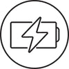 a black and white symbol with a lightning bolt in the middle