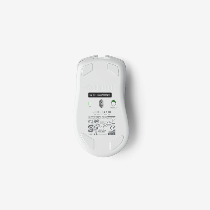 Model D 2 PRO 4K 8KHz Edition Mouse in White bottom view