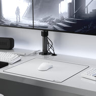 Model O 2 PRO 4K 8KHz Edition Mouse in White in a sleek black and white desk setup