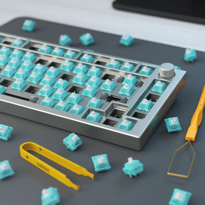 Glorious Lynx switches being added to a White Ice GMMK PRO keyboard 