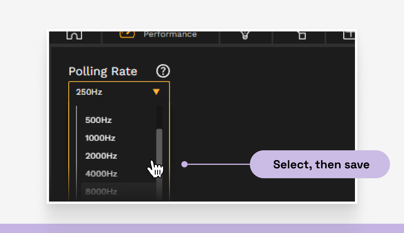 Setting polling rate in Glorious CORE software