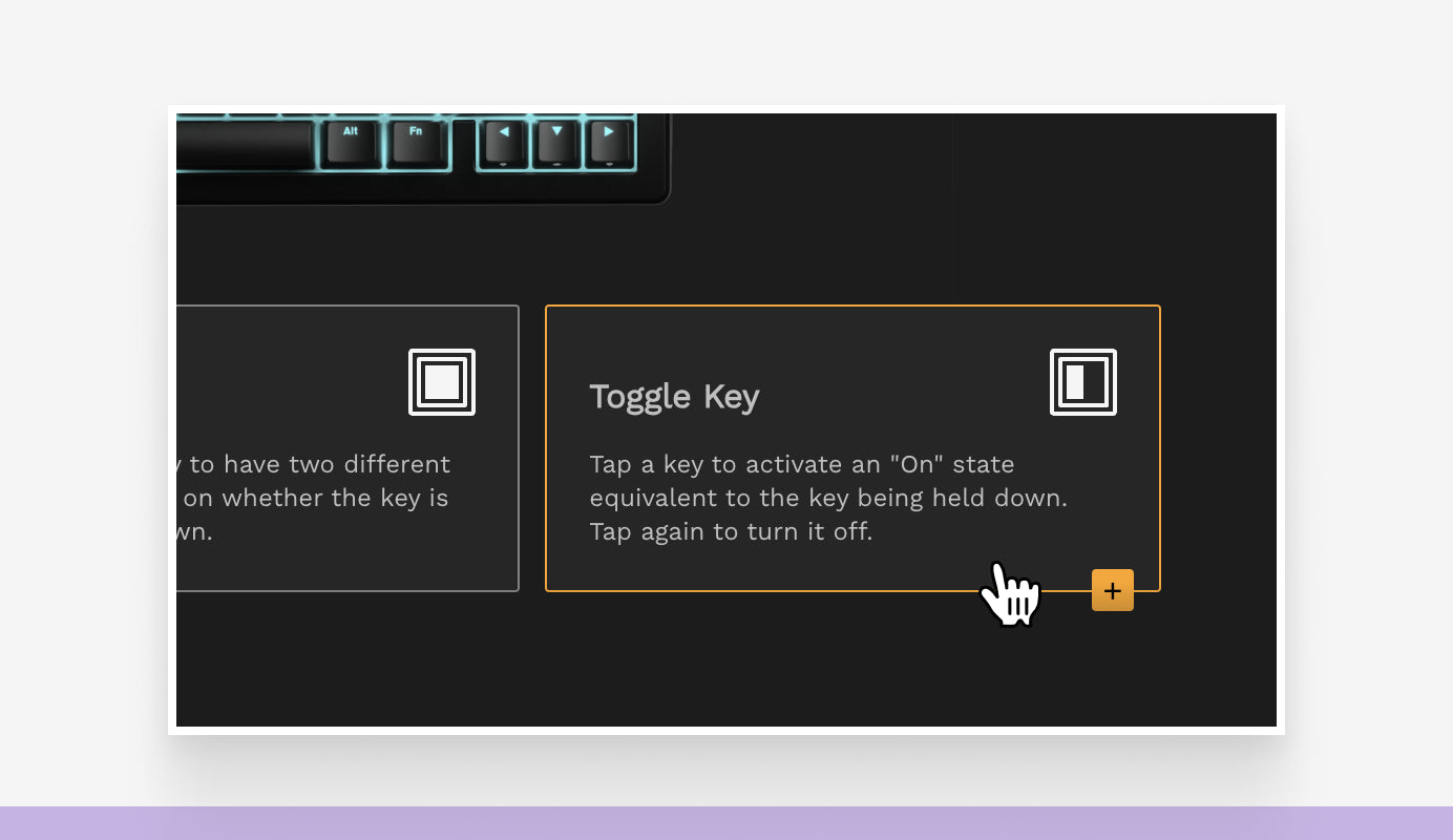 Select Toggle Key as modification type in Glorious CORE