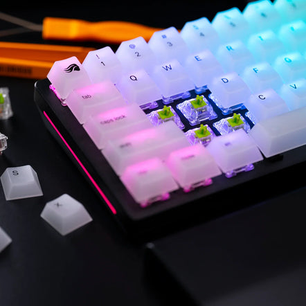 a keyboard with colorful keys