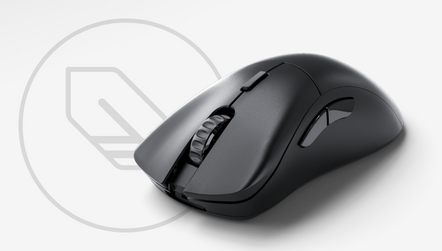 a black computer mouse on a white background