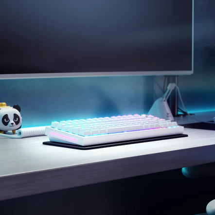 a keyboard on a desk